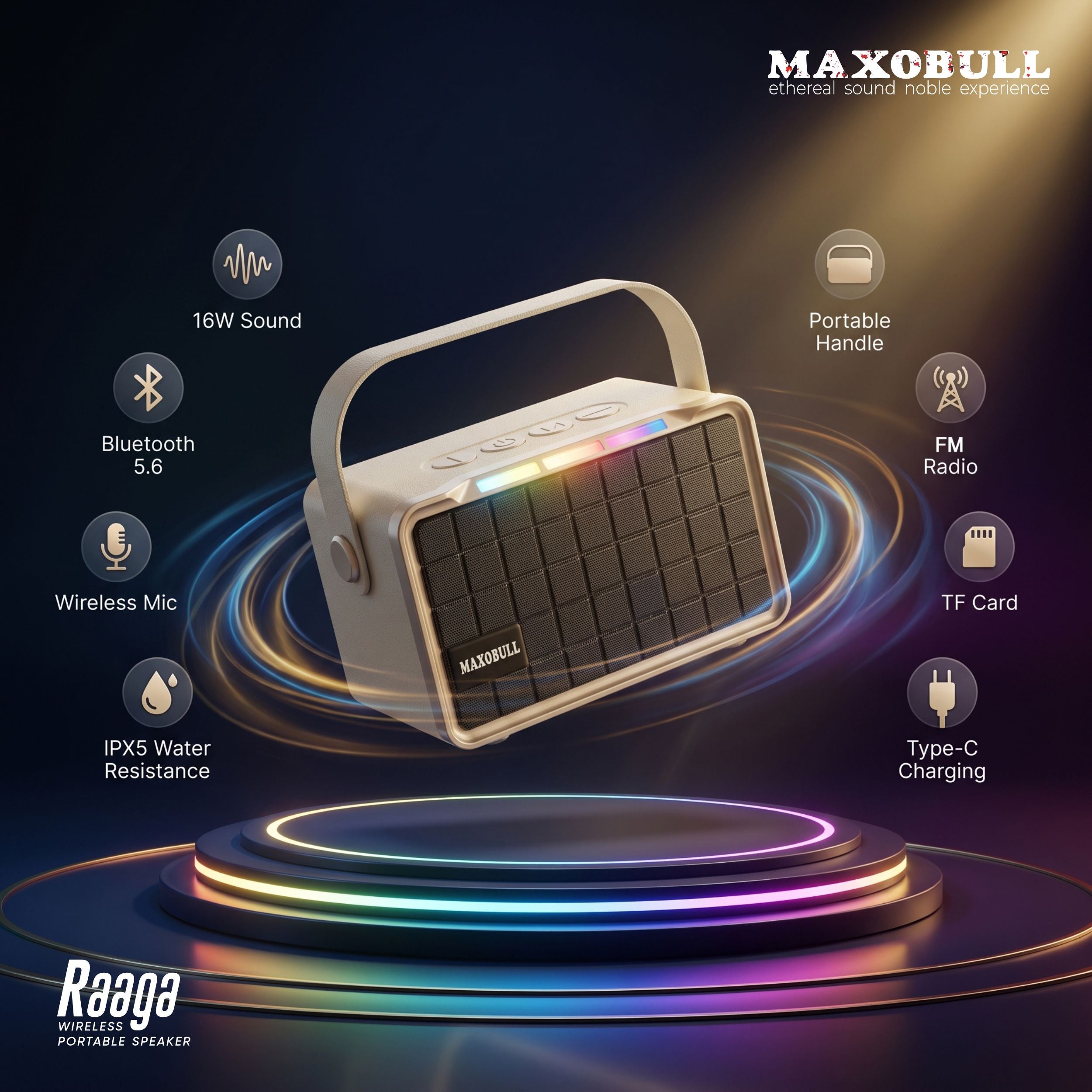 Maxobull Raaga Wireless Portable Speaker