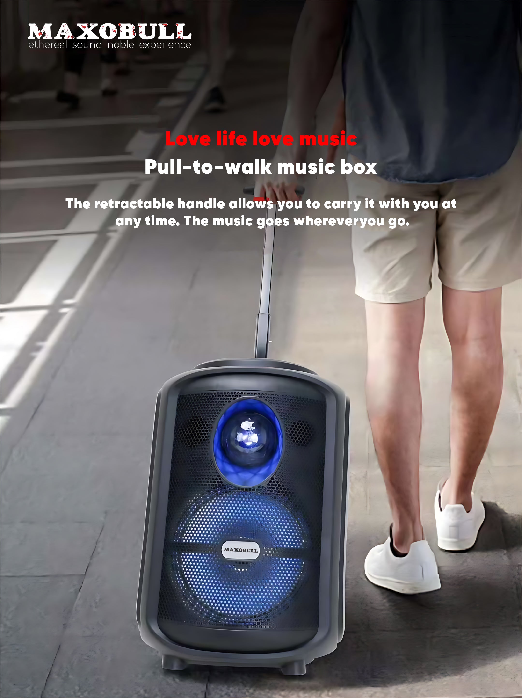 Maxobull Pull To Walk Trolley Speaker