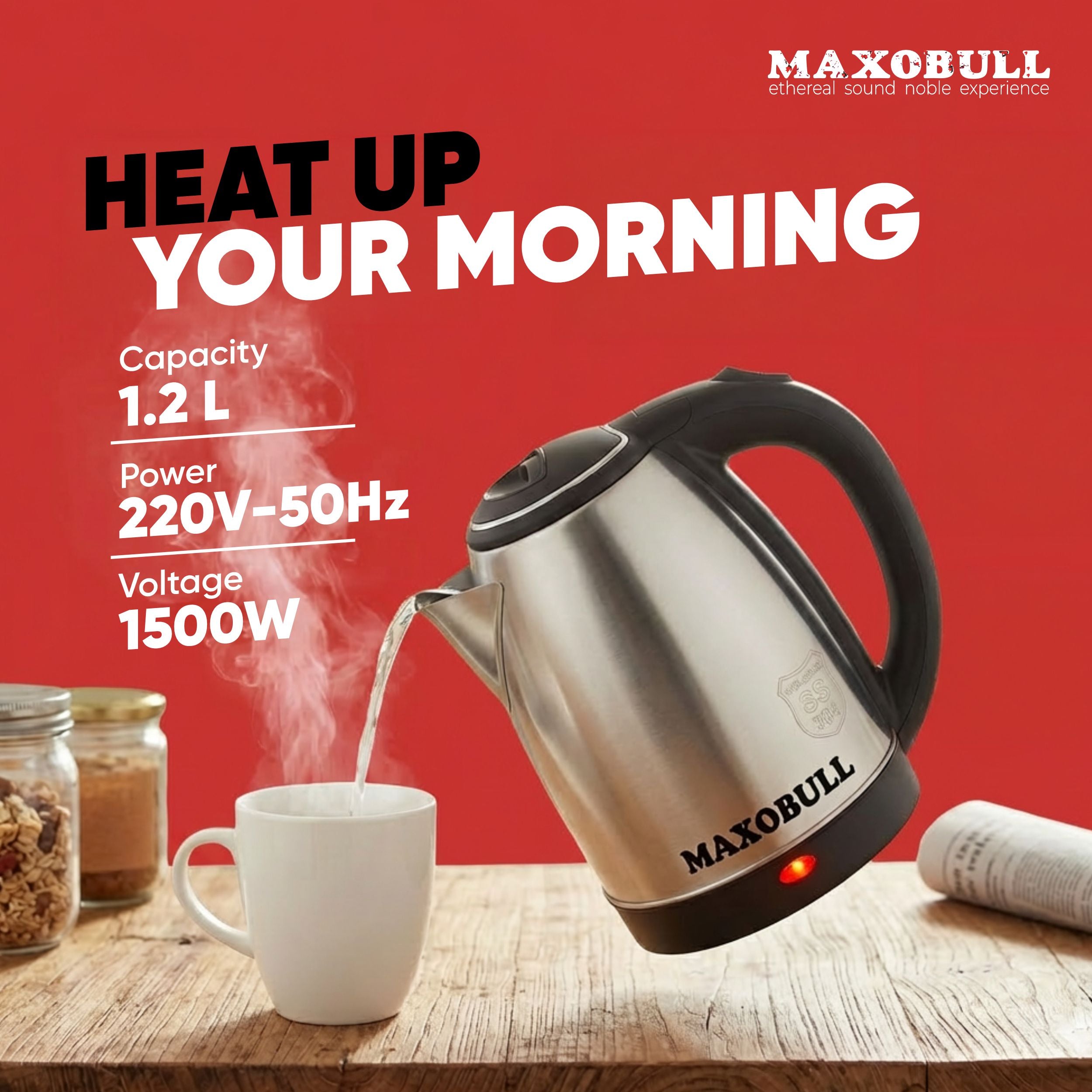 Maxobull 1.2L Electric Kettle